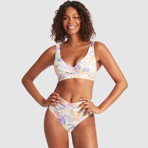 NWT Sea Level Botanica Cross Front Top + Mid Rise Bottom Swim Set 4-6 White